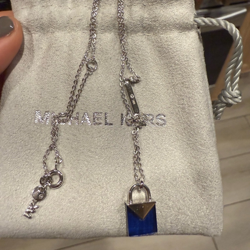 Michael Kors Silver Chain with Blue Pendant